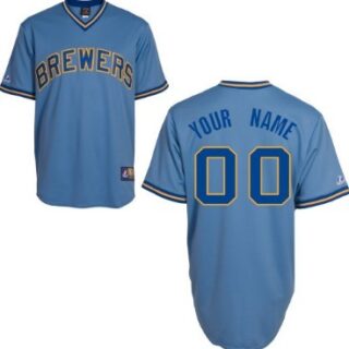 Men's Milwaukee Brewers Customized Light Blue Throwback Jersey