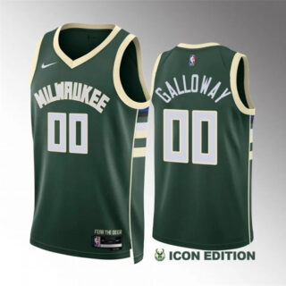 Men's Milwaukee Bucks #00 Jaylin Galloway Green Icon Edition Stitched Basketball Jersey