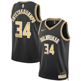Men's Milwaukee Bucks #34 Giannis Antetokounmpo Black 2024 Select Series Stitched Basketball Jersey