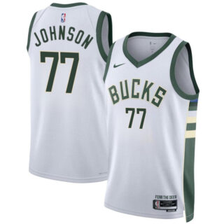 Men's Milwaukee Bucks #77 AJ Johnson White 2024 Draft Association Edition Stitched Basketball Jersey