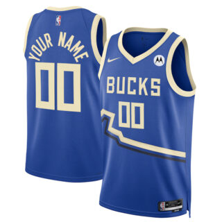 Men's Milwaukee Bucks Active Player Custom Royal 2024 25 City Edition Stitched Basketball Jersey