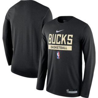 Men's Milwaukee Bucks Black 2022 23 Legend On-Court Practice Performance Long Sleeve T-Shirt
