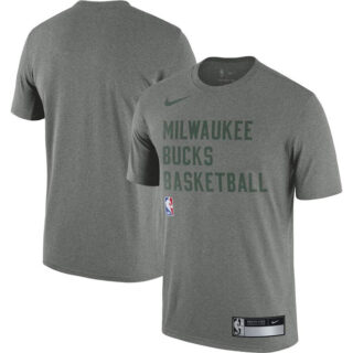 Men's Milwaukee Bucks Heather Gray 2023 24 Sideline Legend Performance Practice T-Shirt