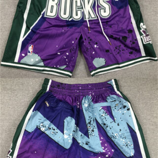 Men's Milwaukee Bucks Purple Green Shorts (Run Small)