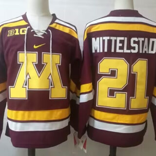 Men's Minnesota Golden Gophers #21 Mittelstadt Maroon Stitched Jersey