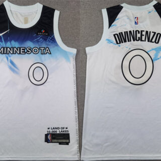 Men's Minnesota Timberwolves #0 Donte DiVincenzo White 2024 City Edition Stitched Jersey