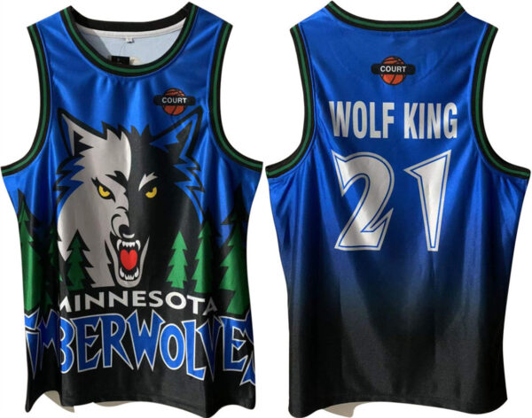 Men's Minnesota Timberwolves #21 Kevin Garnett Blue Green Throwback Stitched Jersey