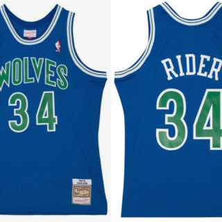 Men's Minnesota Timberwolves #34 Isaiah Rider Jr Blue 1993-94 Throwback Swingman Stitched Jersey