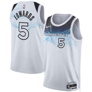 Men's Minnesota Timberwolves #5 Anthony Edwards White 2024 25 City Edition Stitched Jersey
