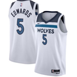 Men's Minnesota Timberwolves #5 Anthony Edwards White Association Edition Stitched Jersey