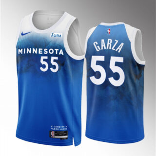 Men's Minnesota Timberwolves #55 Luka Garza Blue 2023 24 City Edition Stitched Jersey