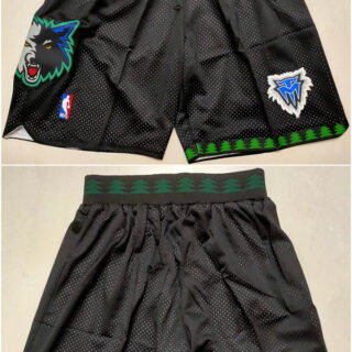 Men's Minnesota Timberwolves Black Shorts (Run Small)