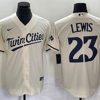 Men's Minnesota Twins #23 Royce Lewis Cream Cool Base Stitched Baseball Jersey