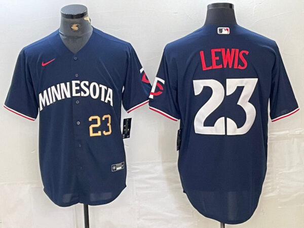 Men's Minnesota Twins #23 Royce Lewis NAVY Cool Base Stitched Baseball Jersey
