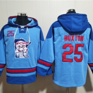 Men's Minnesota Twins #25 Byron Buxton Blue Ageless Must-Have Lace-Up Pullover Hoodie