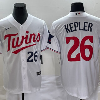 Men's Minnesota Twins #26 Max Kepler White Cool Base With Patch Stitched Baseball Jersey