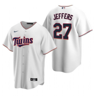 Men's Minnesota Twins #27 Ryan Jeffers White Cool Base Stitched Jersey