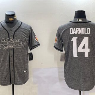 Men's Minnesota Vikings #14 Sam Darnold Grey Cool Base Stitched Baseball Jersey