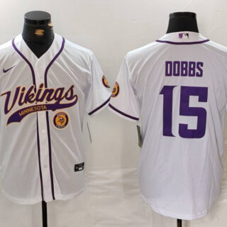 Men's Minnesota Vikings #15 Joshua Dobbs White Cool Base Stitched Baseball Jerseys