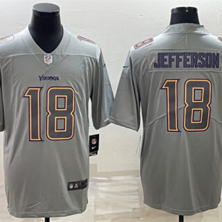 Men's Minnesota Vikings #18 Justin Jefferson Grey Atmosphere Fashion Stitched Jersey