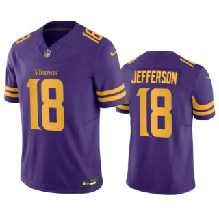 Men's Minnesota Vikings #18 Justin Jefferson Purple 2023 F.U.S.E. Color Rush Stitched Jersey