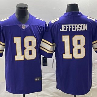 Men's Minnesota Vikings #18 Justin Jefferson Purple Vapor Untouchable Limited Stitched Jersey