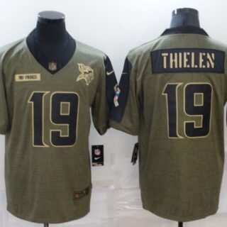 Men's Minnesota Vikings #19 Adam Thielen 2021 Olive Salute To Service Limited Stitched Jersey