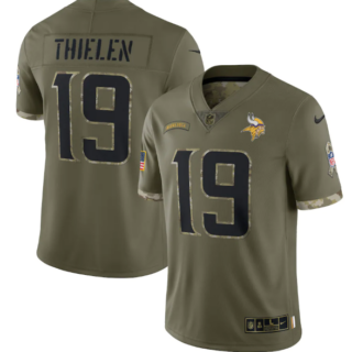Men's Minnesota Vikings #19 Adam Thielen Olive 2022 Salute To Service Limited Stitched Jersey