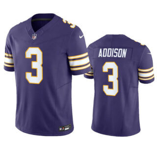 Men's Minnesota Vikings #3 Jordan Addison Purple 2023 F.U.S.E. Vapor Untouchable Limited Stitched Jersey