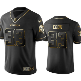 Men's Minnesota Vikings #33 Dalvin Cook Black Golden Edition Limited Stitched Jersey