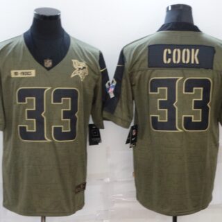 Men's Minnesota Vikings #33 Dalvin Cook Nike Olive 2021 Salute To Service Limited Player Jersey