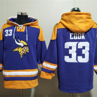 Men's Minnesota Vikings #33 Dalvin Cook Purple Yellow Ageless Must-Have Lace-Up Pullover Hoodie