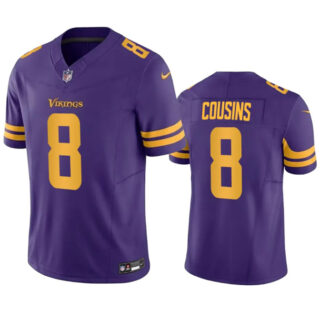 Men's Minnesota Vikings #8 Kirk Cousins Purple 2023 F.U.S.E. Color Rush Stitched Jersey