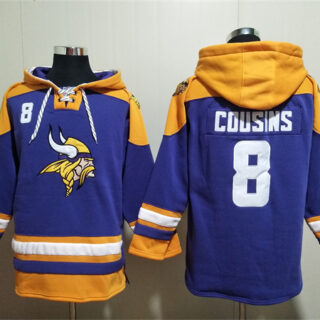 Men's Minnesota Vikings #8 Kirk Cousins Purple Yellow Ageless Must-Have Lace-Up Pullover Hoodie