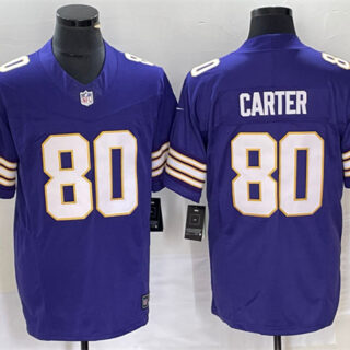 Men's Minnesota Vikings #80 Cris Carter Purple 2023 F.U.S.E. Vapor Untouchable Limited Stitched Jersey
