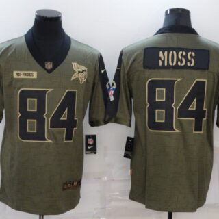 Men's Minnesota Vikings #84 Randy Moss Nike Olive 2021 Salute To Service Retired Player Limited Jersey