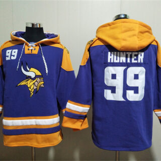 Men's Minnesota Vikings #99 Danielle Hunter Purple Yellow Ageless Must-Have Lace-Up Pullover Hoodie