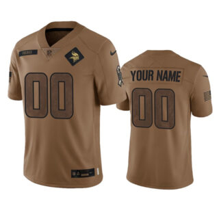 Men's Minnesota Vikings Active Player Custom 2023 Brown Salute To Setvice Limited Stitched Football Jersey