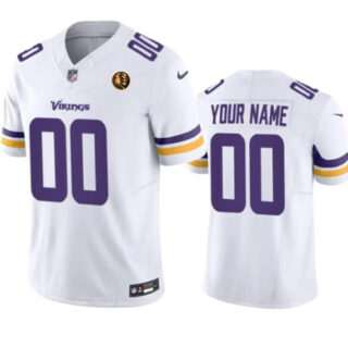 Men's Minnesota Vikings Active Player Custom White 2023 F.U.S.E. With John Madden Patch Vapor Limited Stitched Football Jersey