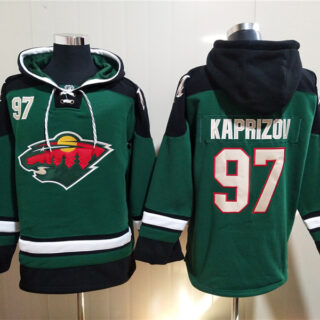 Men's Minnesota Wild #97 Kirill Kaprizov Green Ageless Must-Have Lace-Up Pullover Hoodie