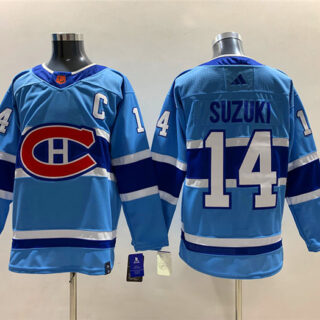 Men's Montreal Canadiens #14 Nick Suzuki 2022-23 Reverse Retro Stitched Jersey