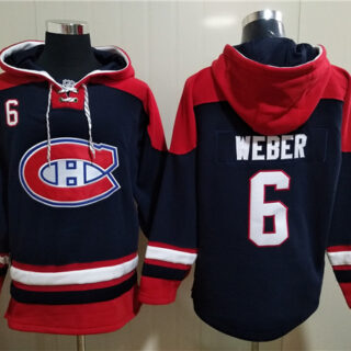 Men's Montreal Canadiens #6 Shea Weber Navy Ageless Must-Have Lace-Up Pullover Hoodie