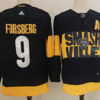 Men's Nashville Predators #9 Filip Forsberg Black 2022 Stadium Series adidas Stitched NHL Jersey