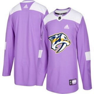Men's Nashville Predators Purple Adidas Hockey Fights Cancer Custom Practice Jersey