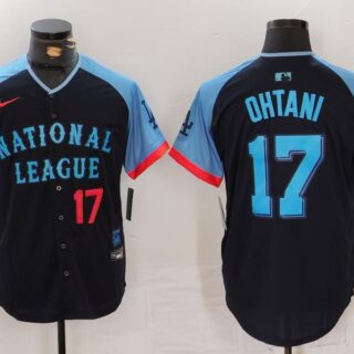 Men's National League #17 Shohei Ohtani Navy 2024 All-Star Elite Stitched Baseball Jerseys