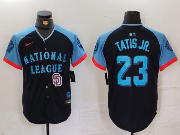 Men's National League #23 Fernando Tatis Jr. Navy 2024 All-Star Limited Stitched Baseball 1