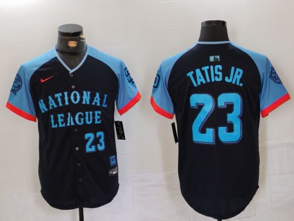 Men's National League #23 Fernando Tatis Jr. Navy 2024 All-Star Limited Stitched Baseball 2
