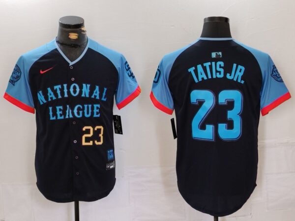 Men's National League #23 Fernando Tatis Jr. Navy 2024 All-Star Limited Stitched Baseball 5