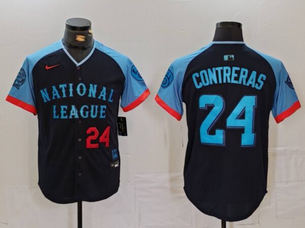 Men's National League #24 William Contreras Navy 2024 All-Star Limited Stitched Baseball Jerseys