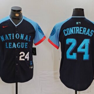 Men's National League #24 William Contreras Navy 2024 All-Star Limited Stitched Baseball Jerseys